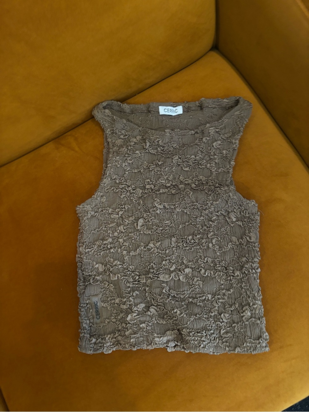 Taupe Textured Smocked Tank Top